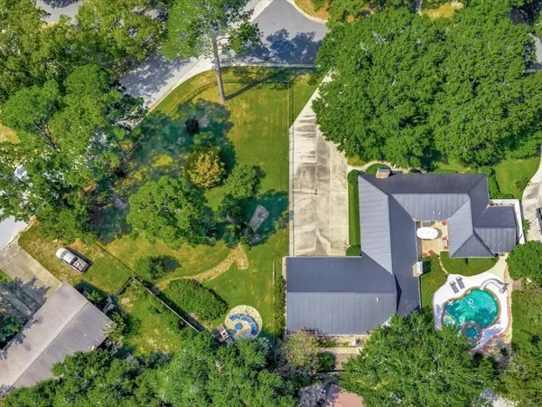 an aerial view of a house