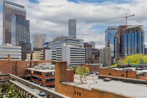 a city view with tall buildings