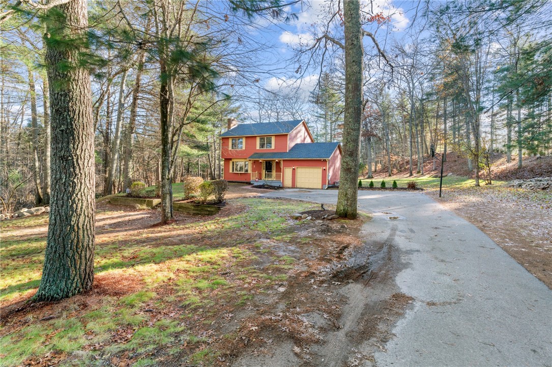 Set back from the road on two acres!