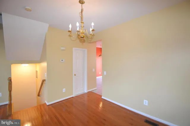 a view of a livingroom with a chandelier