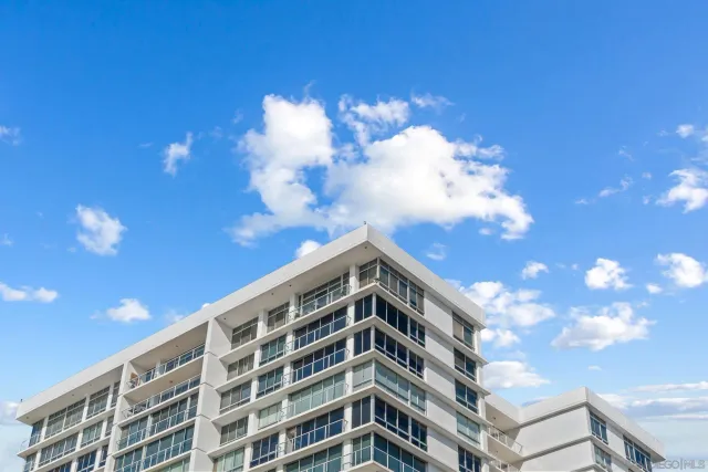 a view of a city with flower plants and sky view