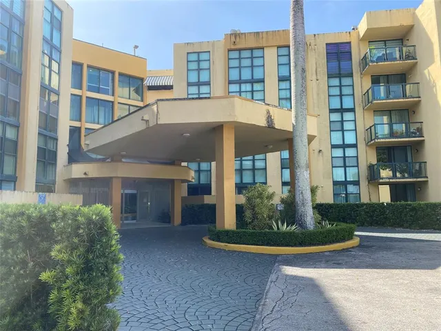 a view of a building with a outdoor space