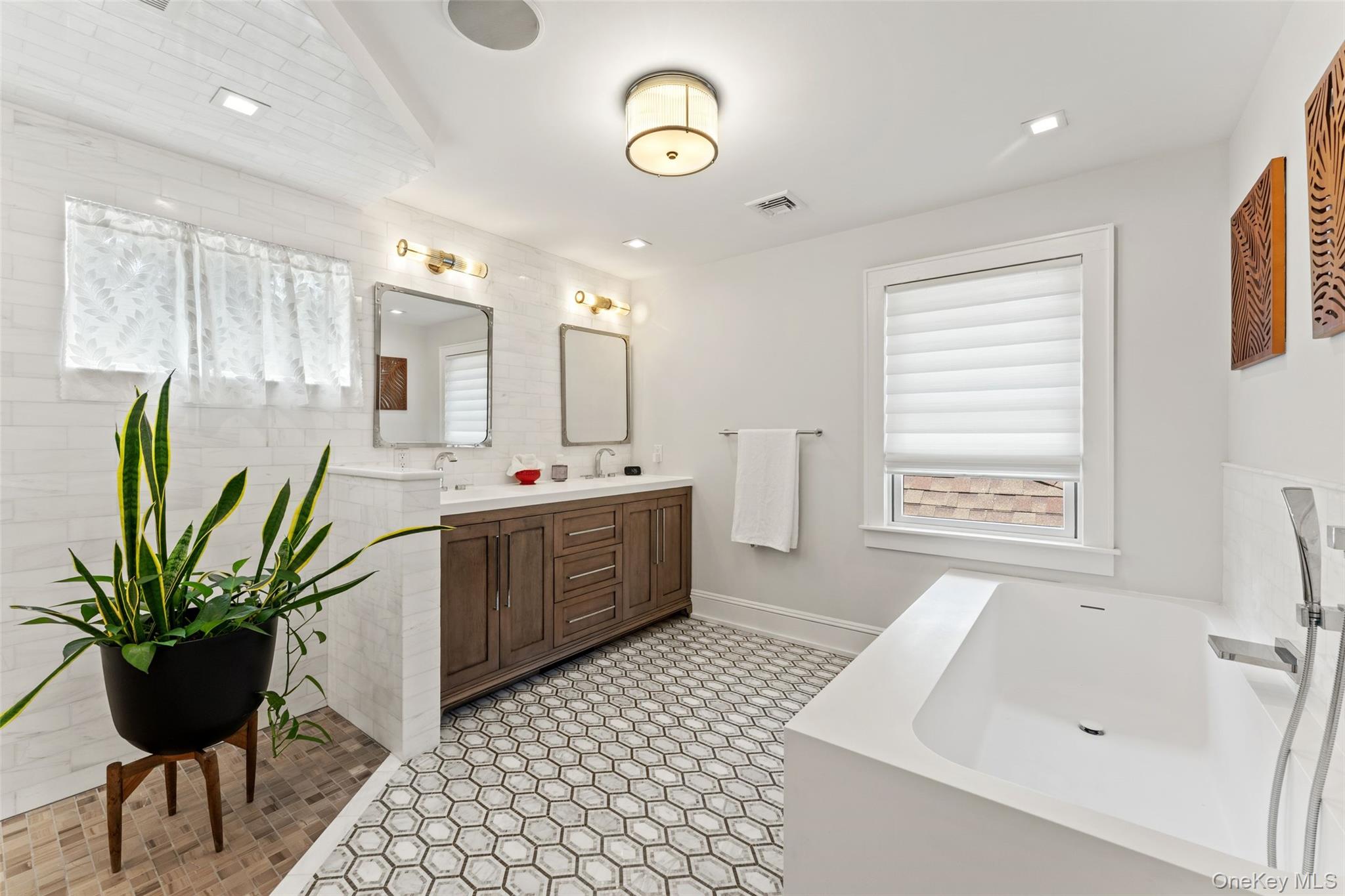 211 Strawtown Road West Nyack, NY 10994 - Photo 34 of 47 Luxe 2nd floor bath with double vanity, huge walk in rain shower, soaking tub, and radiant heated flooring.