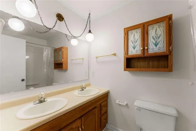 a bathroom with a sink a mirror and a toilet
