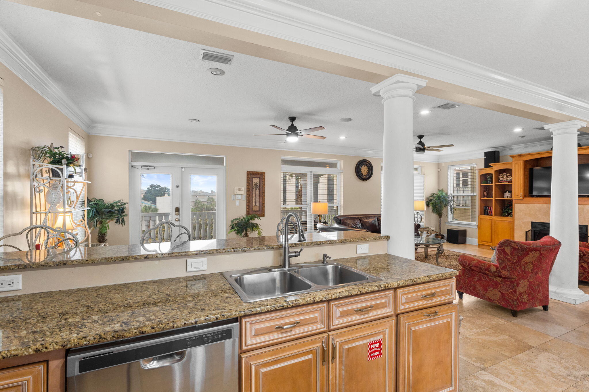 56 Terra Cotta Way Destin, FL 32541 - Photo 13 of 50 a view of living room with granite countertop furniture and fireplace