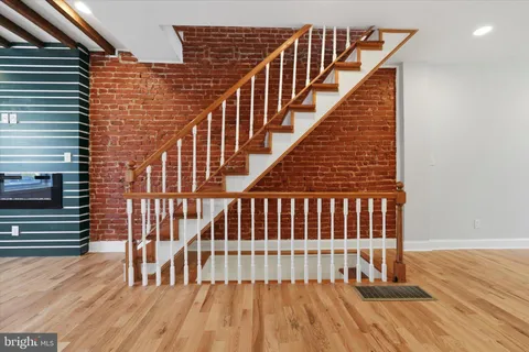 a view of wooden balcony