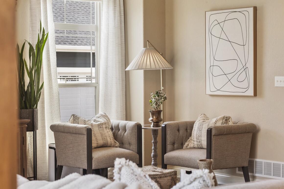 739 Stepping Stone Way Pewaukee, WI 53072 - Photo 16 of 88 Cozy Seating Area by Fireplace