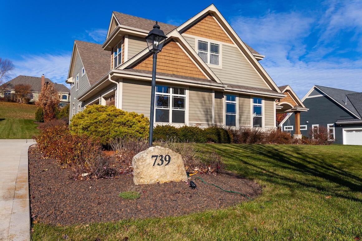 739 Stepping Stone Way Pewaukee, WI 53072 - Photo 2 of 88 Front Yard and Address Marker