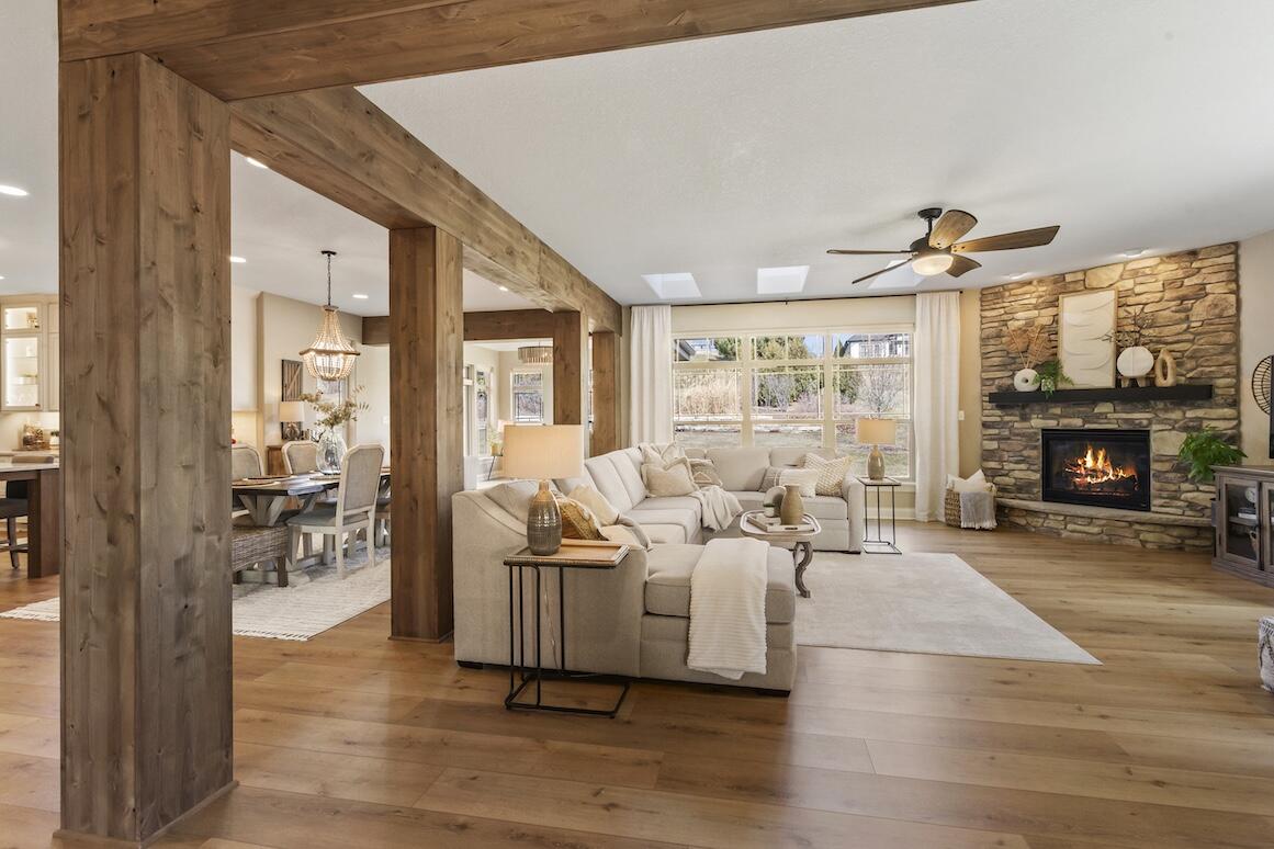 739 Stepping Stone Way Pewaukee, WI 53072 - Photo 9 of 88 Open Living Room with Fireplace View