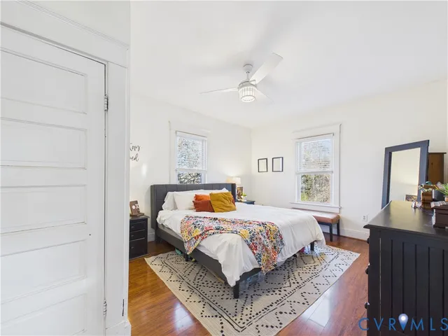 a bed room with a bed and furniture