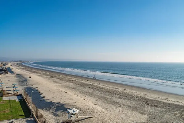 a view of beach and ocean