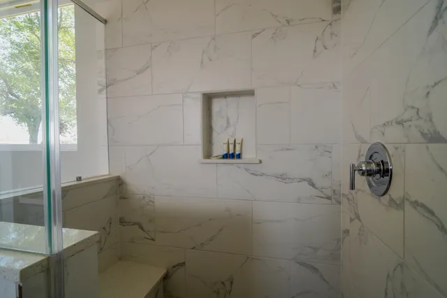 a bathroom with a shower