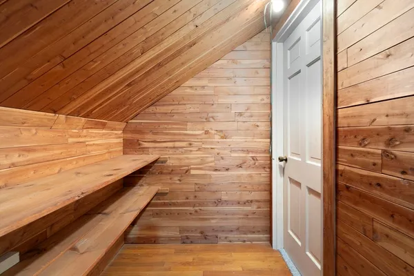 a view of a hallway with closet