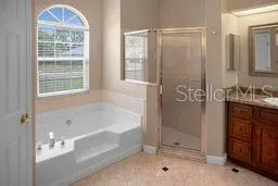 a bathroom with a tub shower and sink