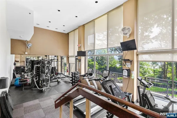a view of a room with gym equipment