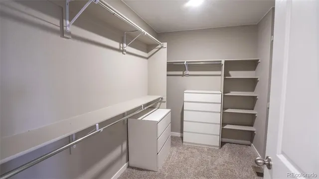a view of an empty walk in closet