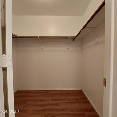 a view of an empty walk in closet