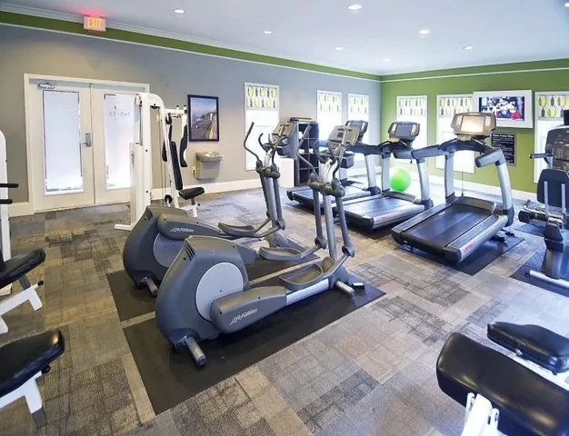 a view of a room with gym equipment