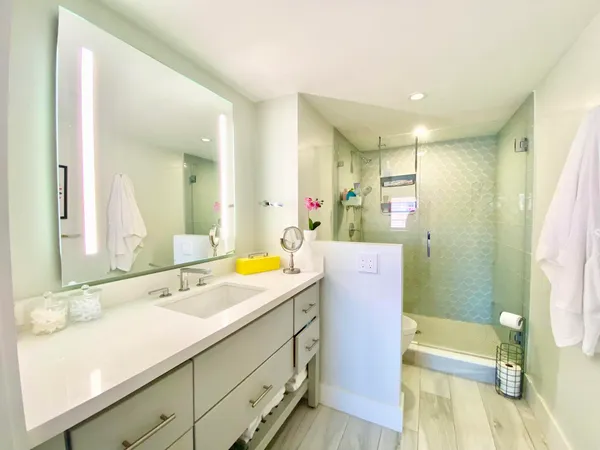 a bathroom with a shower