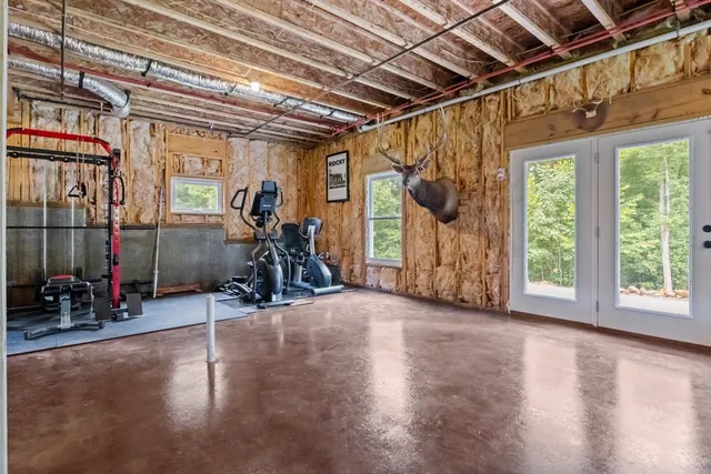 a view of a water fountain in a yard