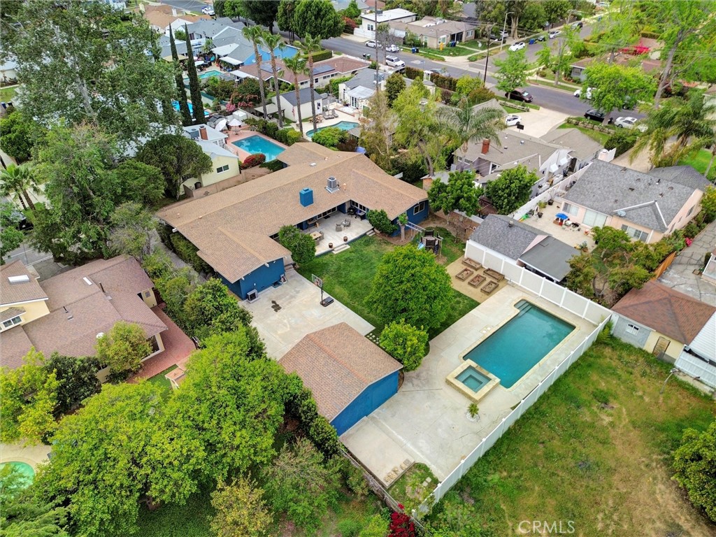 14955 Haynes Street Van Nuys, CA 91411 - Photo 33 of 35 an aerial view of a house with a garden