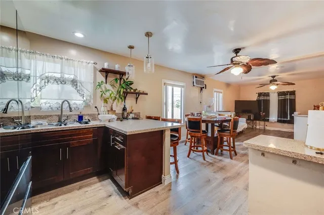 a kitchen with lots of counter top space