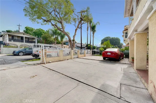 a car parked in front of a building