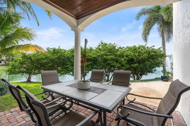 an aerial view of a house with a swimming pool outdoor seating and yard
