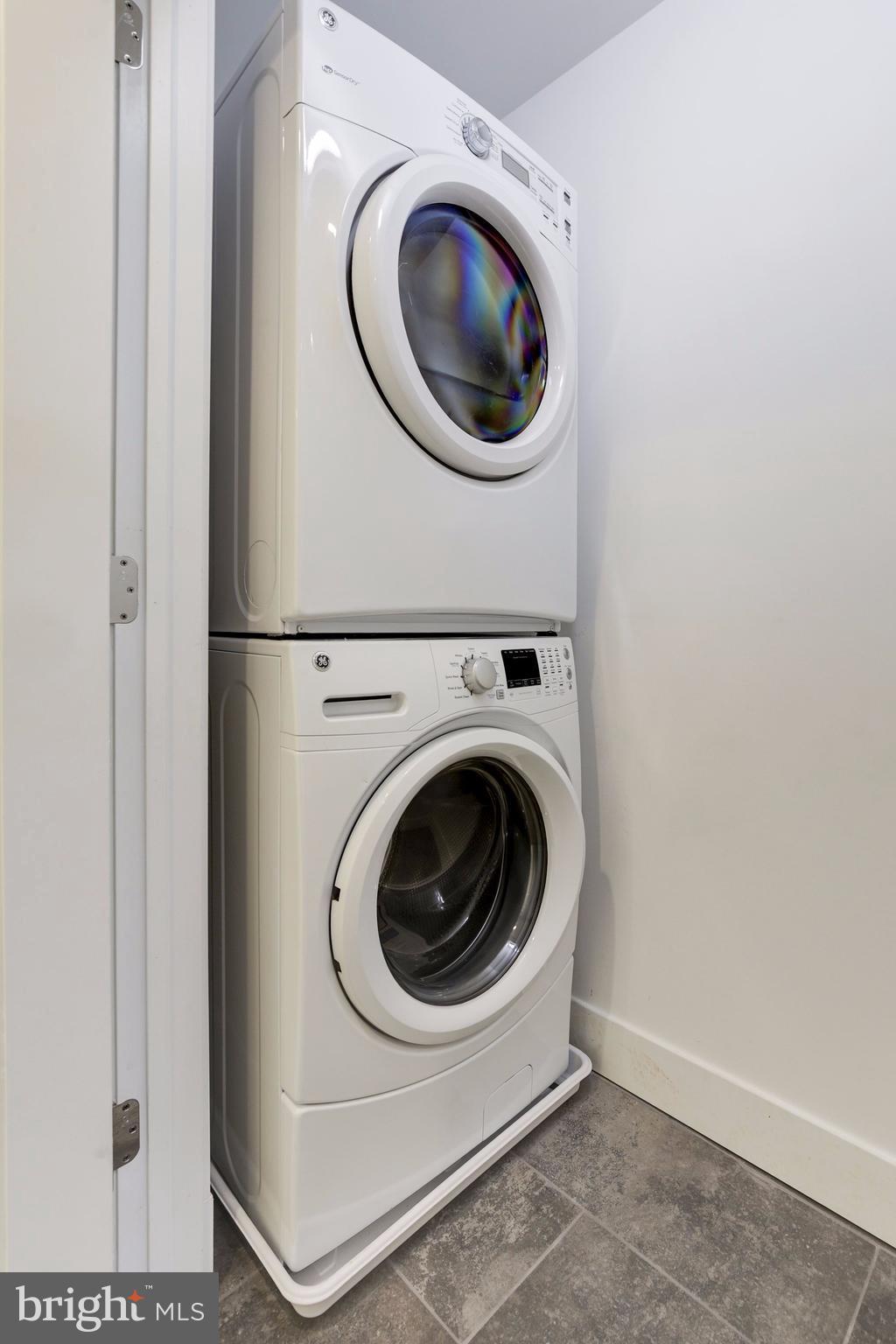 1340 Nicholson Street Northwest, Unit 4 Washington, DC 20011 - Photo 14 of 16 Whirlpool W/D room with Gray Ceramic tile