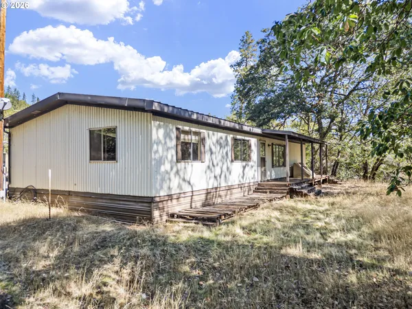a view of a yard with a tree