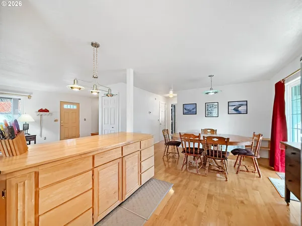 a view of a dining area with furniture