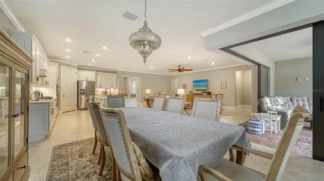 a view of a dining room and livingroom view