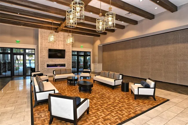 a view of a lake with houses in the back