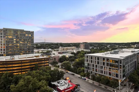 a view of a city that has tall buildings