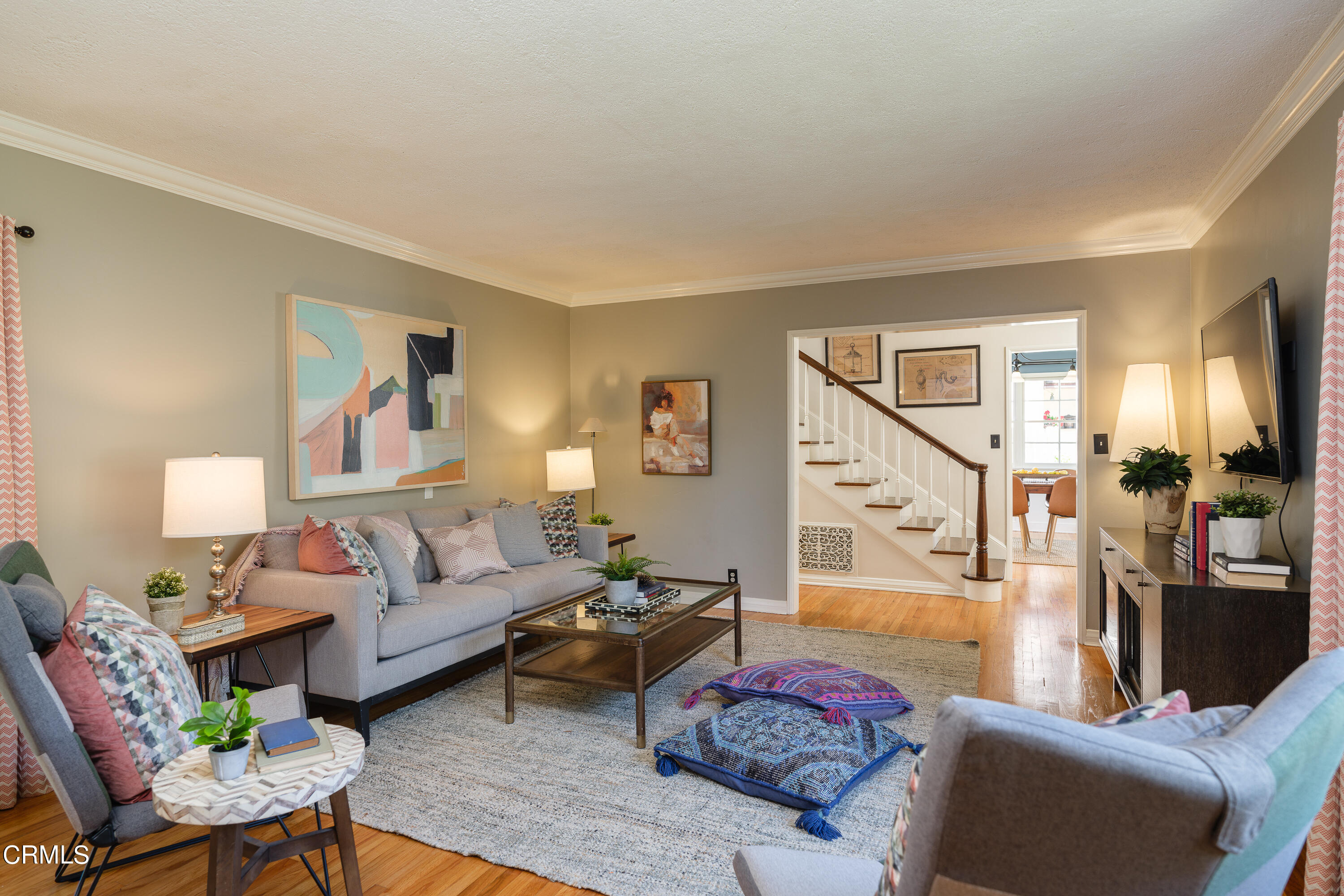 2295 Norwic Place Altadena, CA 91001 - Photo 9 of 60 a living room with furniture a rug and a flat screen tv