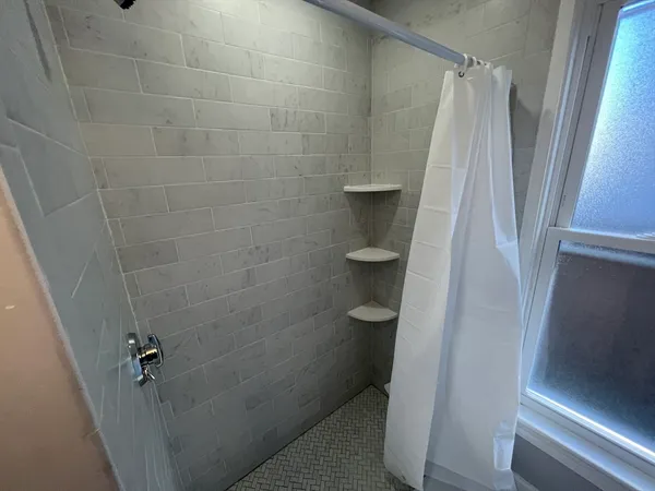 a bathroom with a shower