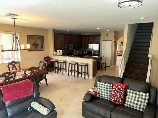 a living room with furniture