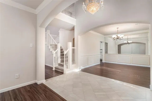 a view of a livingroom with a chandelier