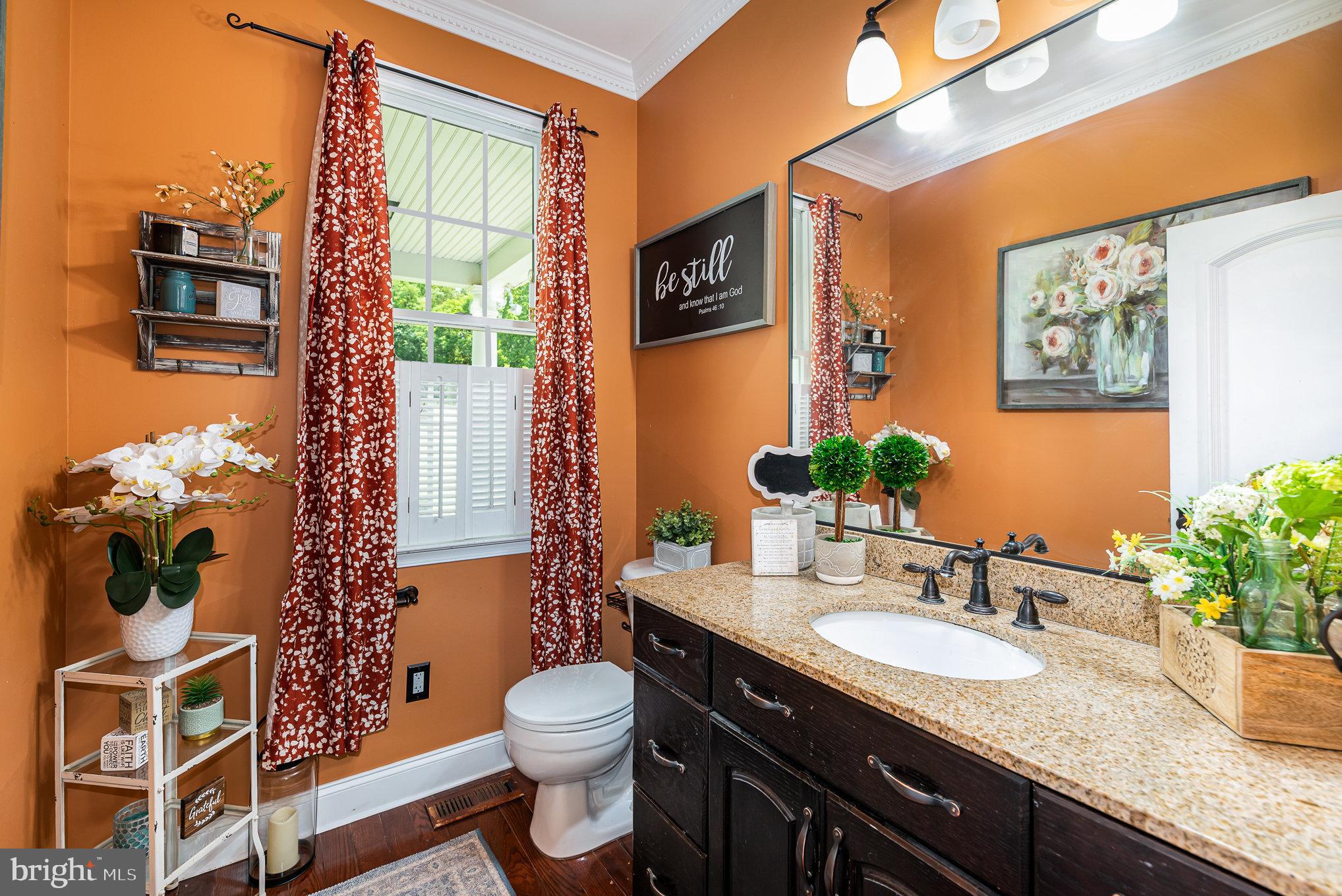 5330 Long Corner Road White Hall, MD 21161 - Photo 12 of 66 a bathroom with a granite countertop sink and a toilet
