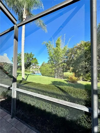 a view of a porch with a yard