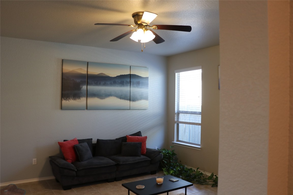 321 Parrot Tulip View Pflugerville, TX 78660 - Photo 10 of 33 a living room with furniture and a ceiling fan