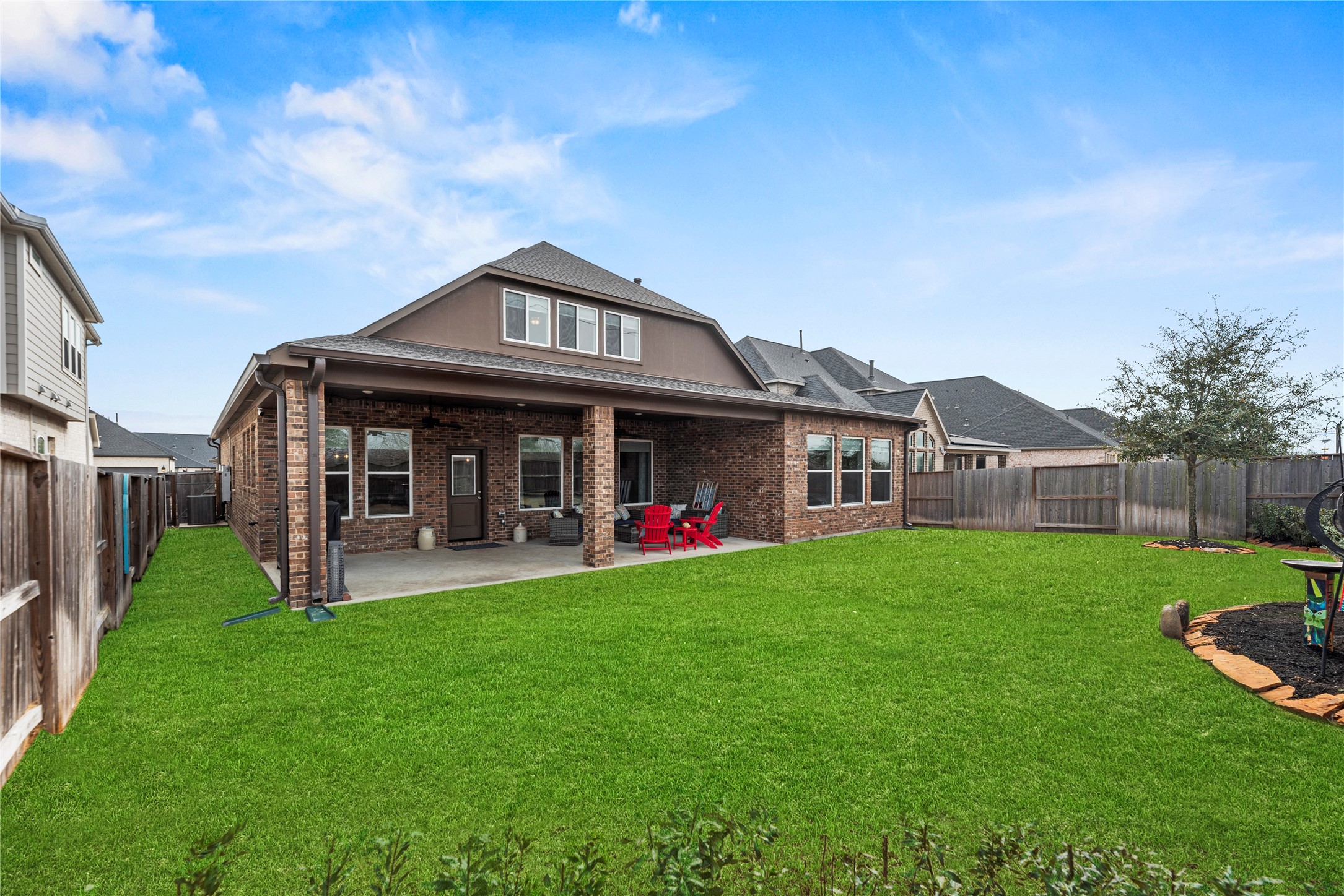 3127 Swift Way Katy, TX 77493 - Photo 24 of 25 Private backyard with an extended covered patio. No back neighbors! Grass has been digitally enhanced to show potential.