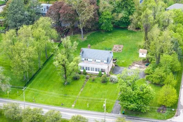 an aerial view of a house