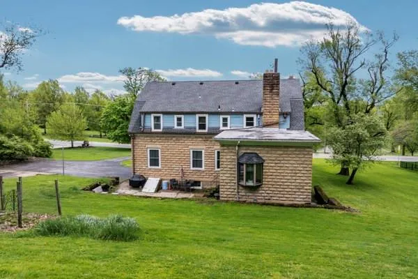 an aerial view of a house