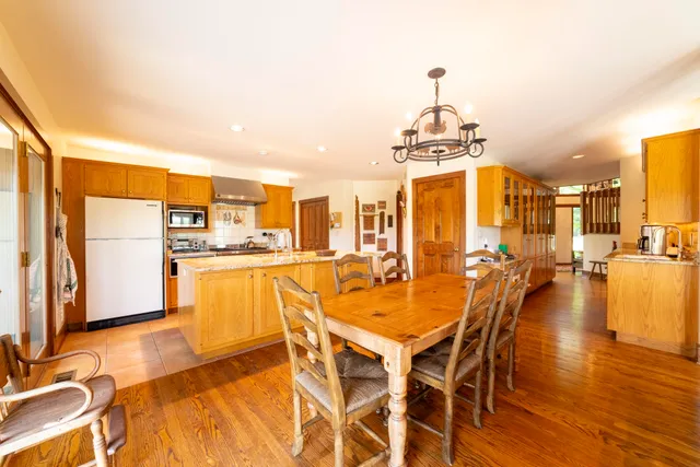 a large kitchen with lots of counter top space