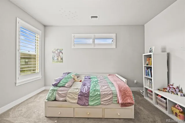 a bedroom with bed and window