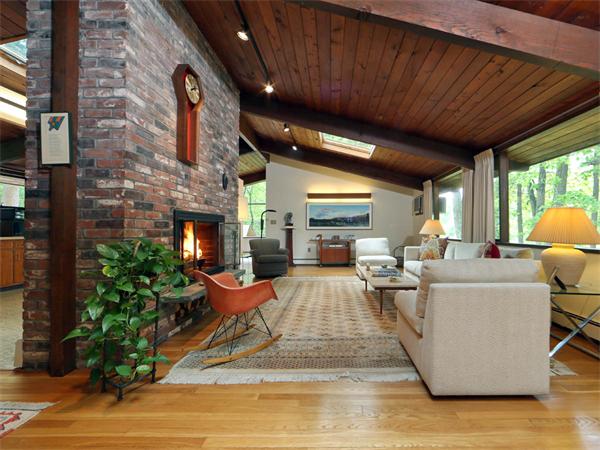 30 Sedgemeadow Road Wayland, MA 01778 - Photo 5 of 30 a living room with furniture a fireplace and a potted plant