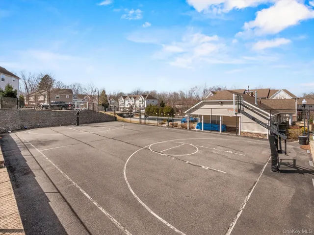 a terrace with a city view