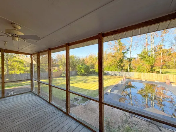 a view of an outdoor space and wooden floor