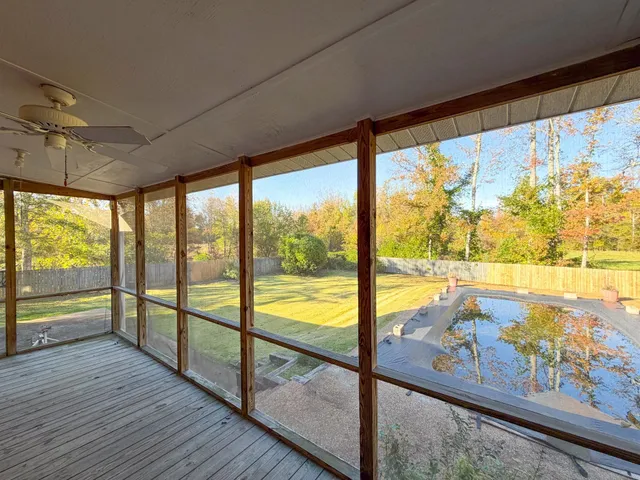 a view of an outdoor space and wooden floor